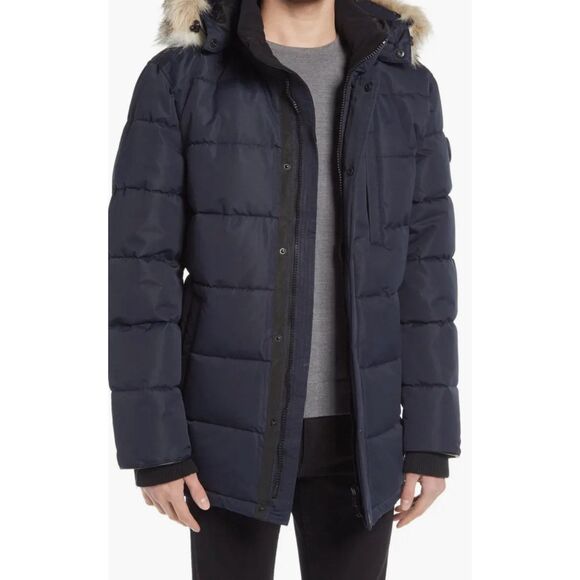 Noize Quilted Parka Jacket with Faux Fur Trim Men’s Large NWT - Picture 1 of 14